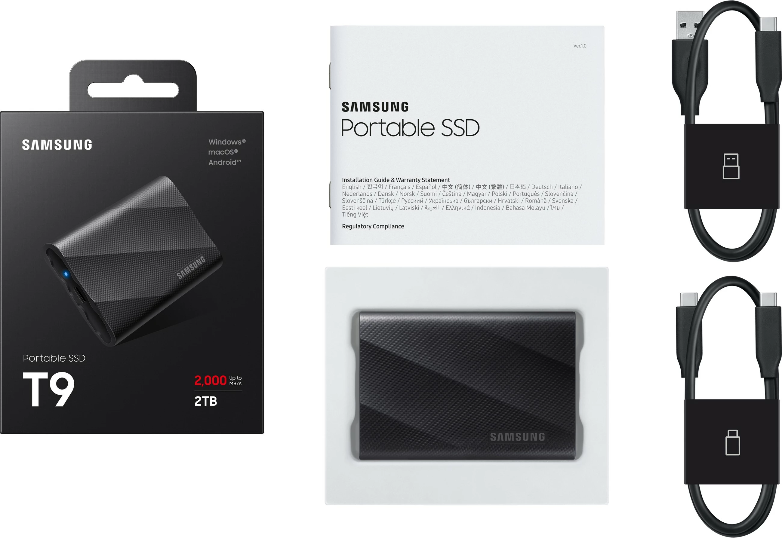 Zunanji SSD, 2 TB, USB Type-C, 3.2 Gen 2, črn — Samsung MU-PG2T0B