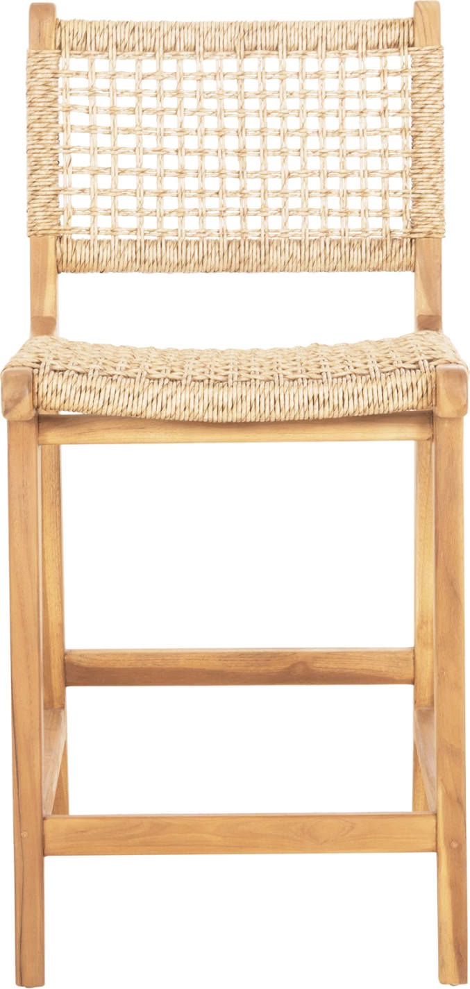 Barski stol z naslonjalom BORIS FH9381.11 iz tikovine in vrvi VIRO 46x53x96 cm