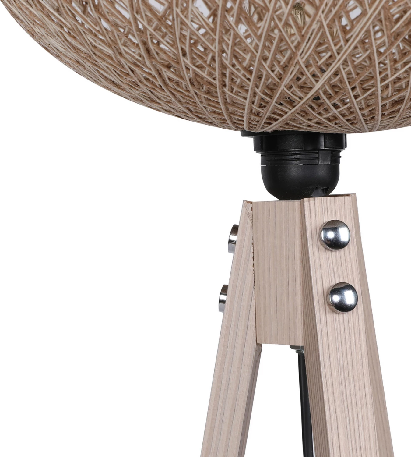 Lesena talna svetilka s senčnikom iz vrvi v bež barvi FH7376.01 Φ38x145Υ cm