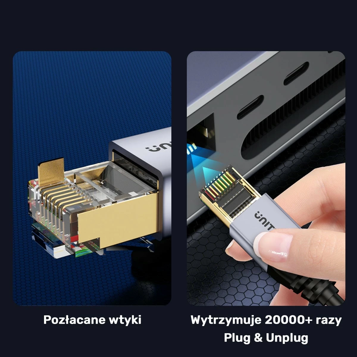 Ethernet kabel Unitek RJ-45 LAN, patchcord cat.8, 10 m, črno-siv