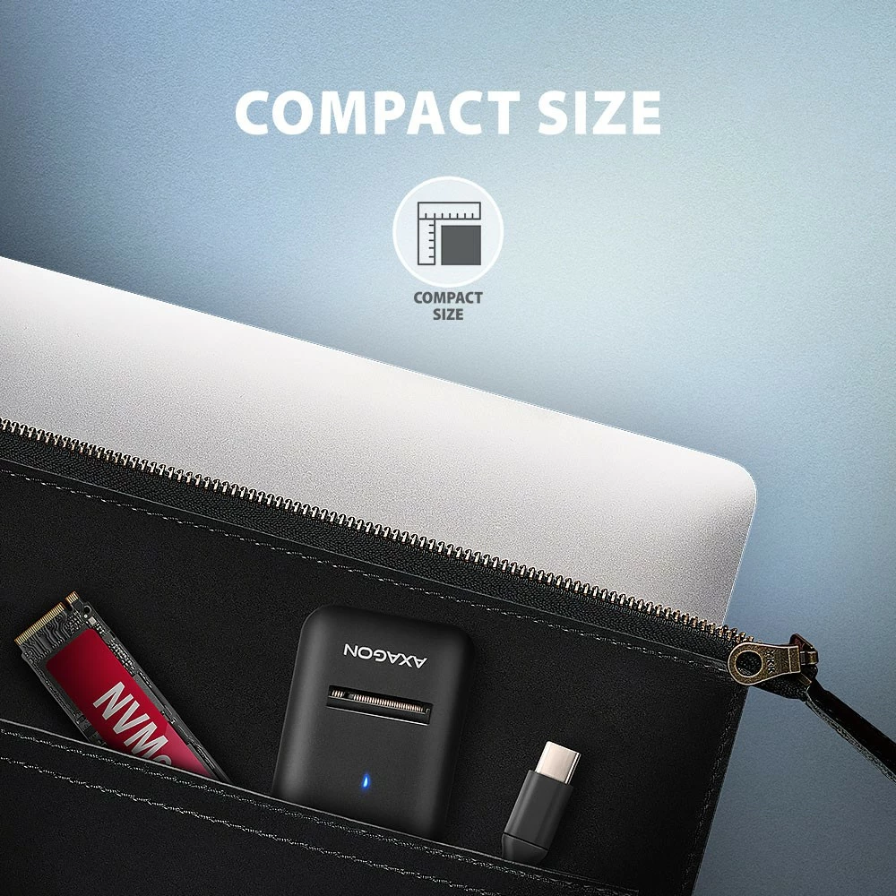 Računalniško ohišje za SSD M.2 NVMe/SATA, USB 3.2 Gen 2, 10 cm kabel, črno, AXAGON ADM2-CM