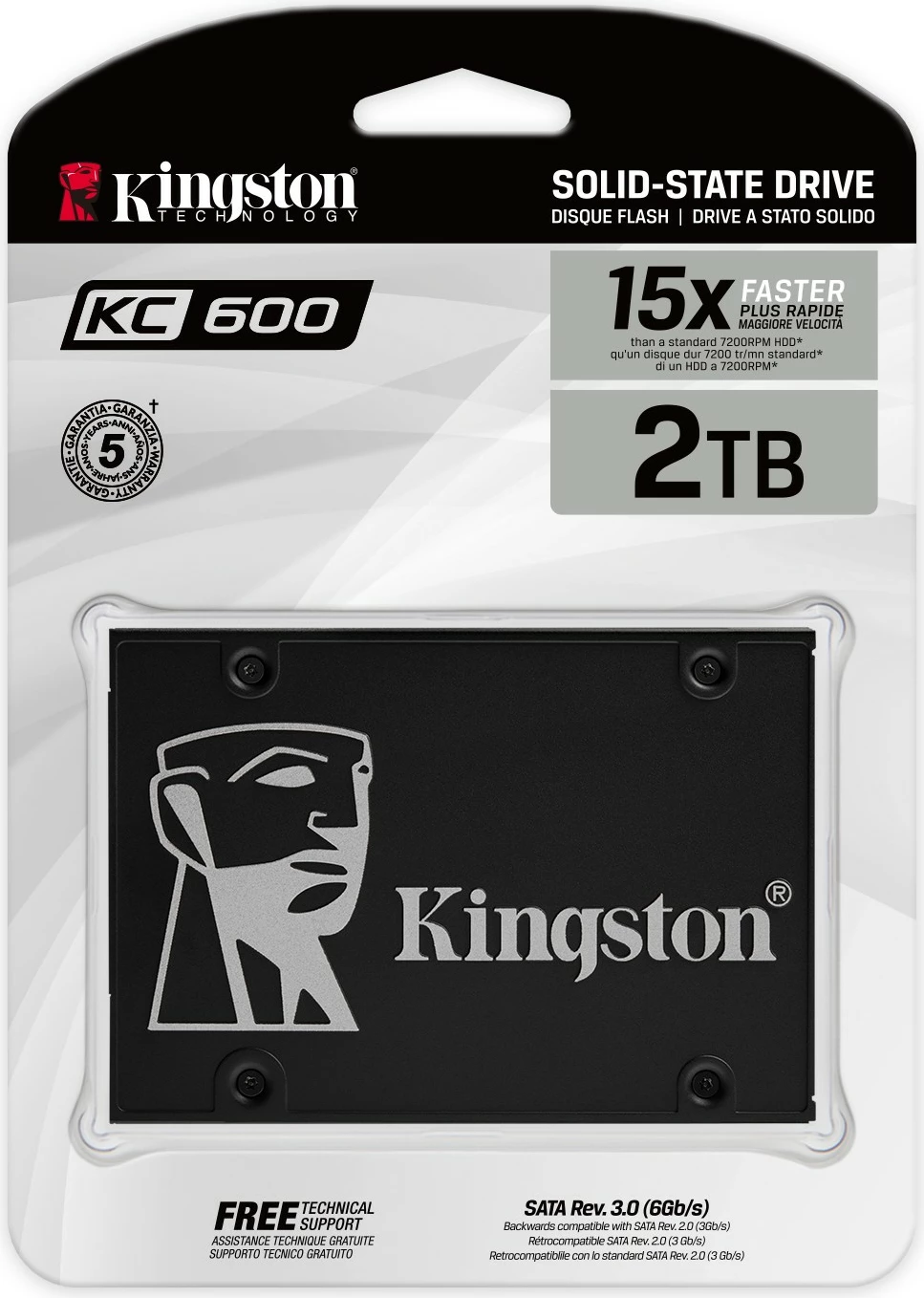 SSD 2,05 TB, 2,5", 550 MB/s, črn Kingston KC600