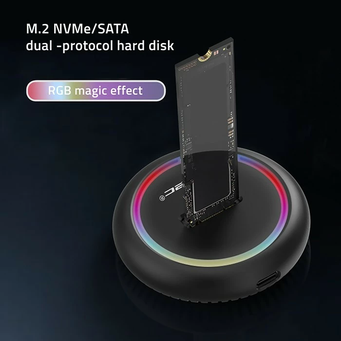 Postaja za dokiranje SSD M.2, NVMe/SATA, USB-C, 2TB, črna - Qoltec 52275