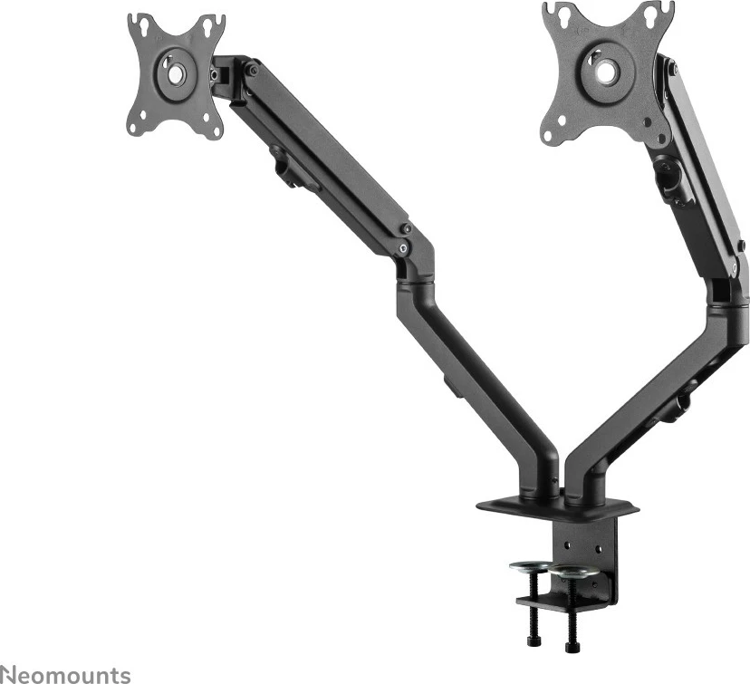 Nosilec za dva monitorja Neomounts FPMA-D650DBLACK, 17–27 palcev, nastavljiva višina z gas spring, črn