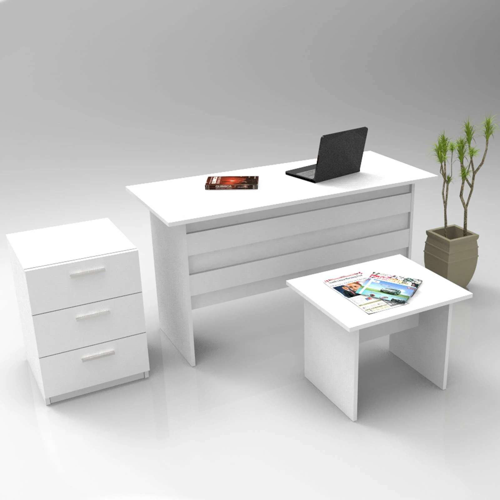 Pisarniški komplet Skye Decor Vo9-W, bela