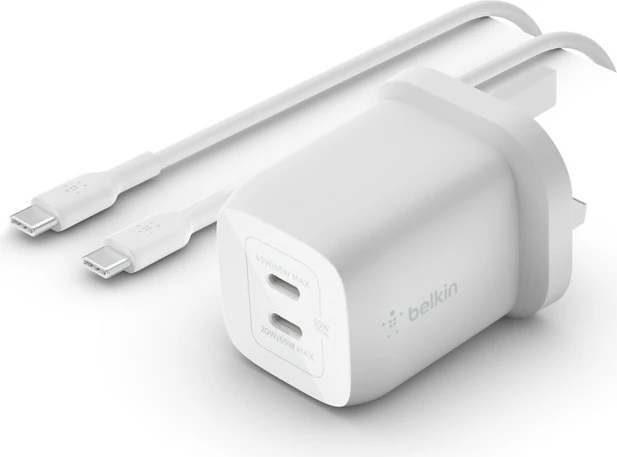Hitri polnilec 65 W, 2x USB-C, Belkin WCH013vf2MWH-B6, bel