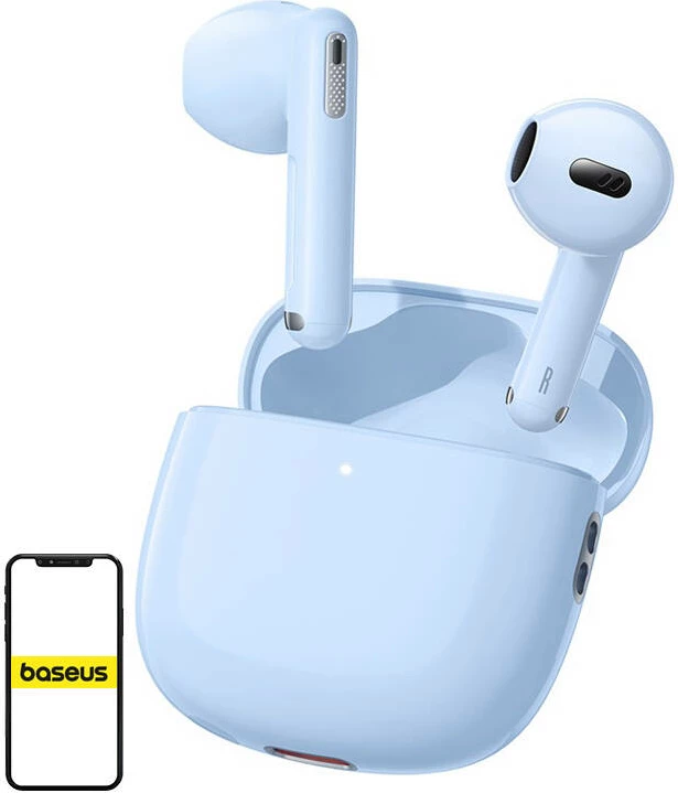 Slušalke TWS, Bluetooth 5.3, ANC, 6,5 h/30 h, USB‑C, Baseus Bowie WX5, modre