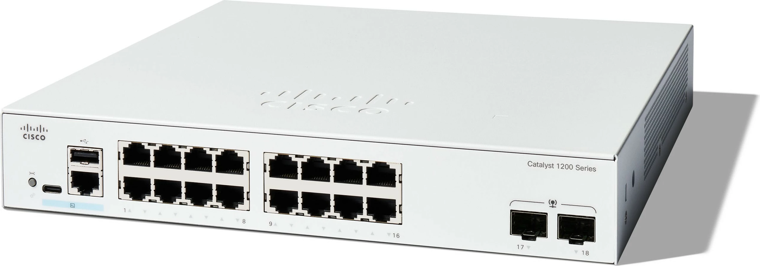 Stikalo Cisco Catalyst C1200-16T-2G, 16 vrat GE, 2x1GE SFP, belo