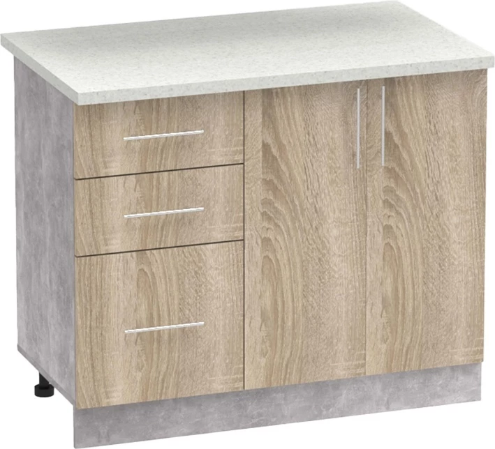 Kuhinjska enota melamin, barva sonoma in kuhinjski pult svetlo siva, 100x60x85 cm Festa I