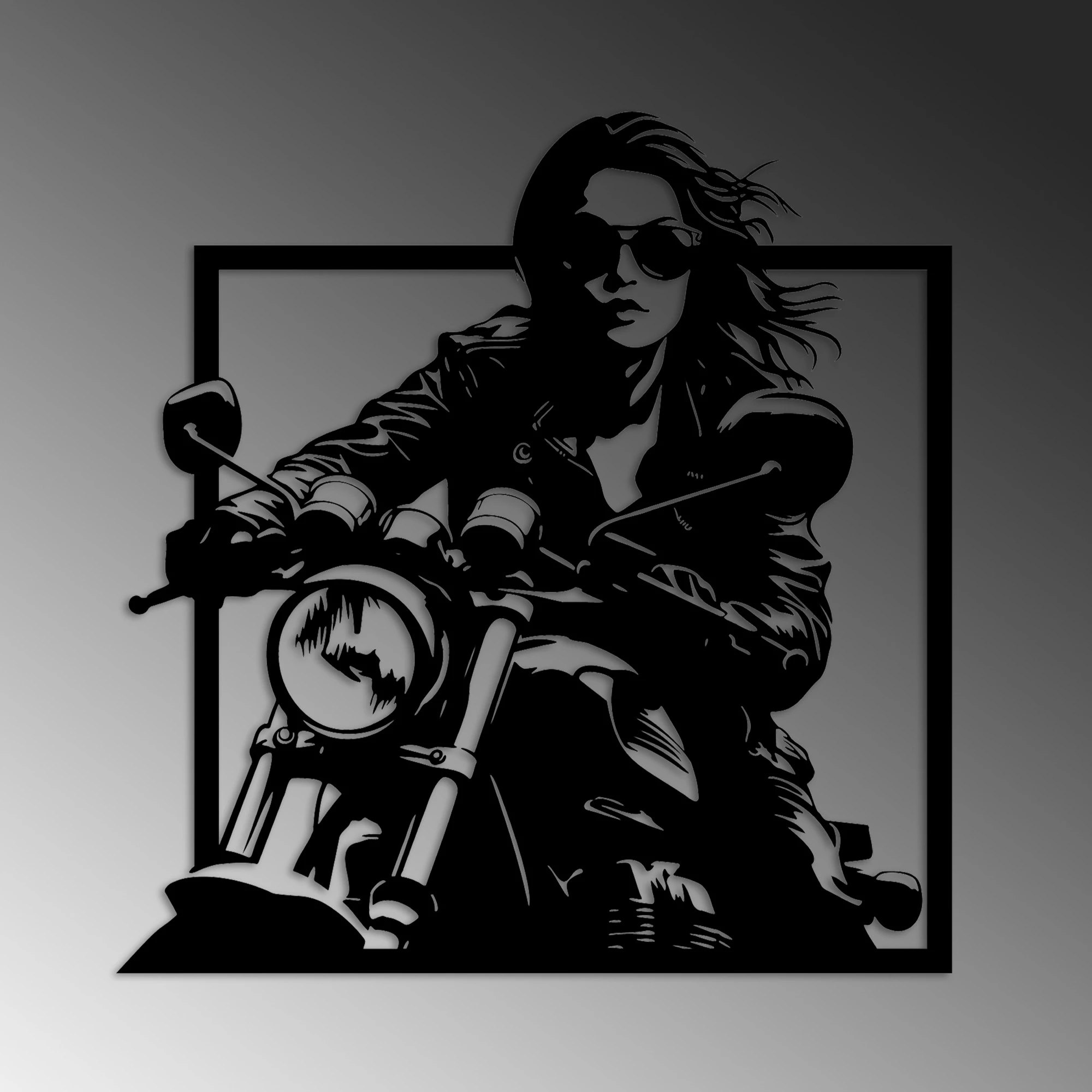 Dekorativni kovinski vzglavnik za steno Wallity Rider, črn, 52x54 cm