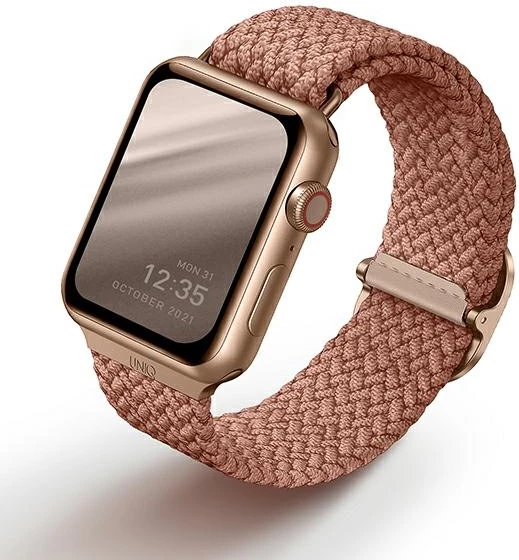 Pašček za Apple Watch UNIQ Aspen, tkanina Weavex, 42/44/45 mm, rožnat