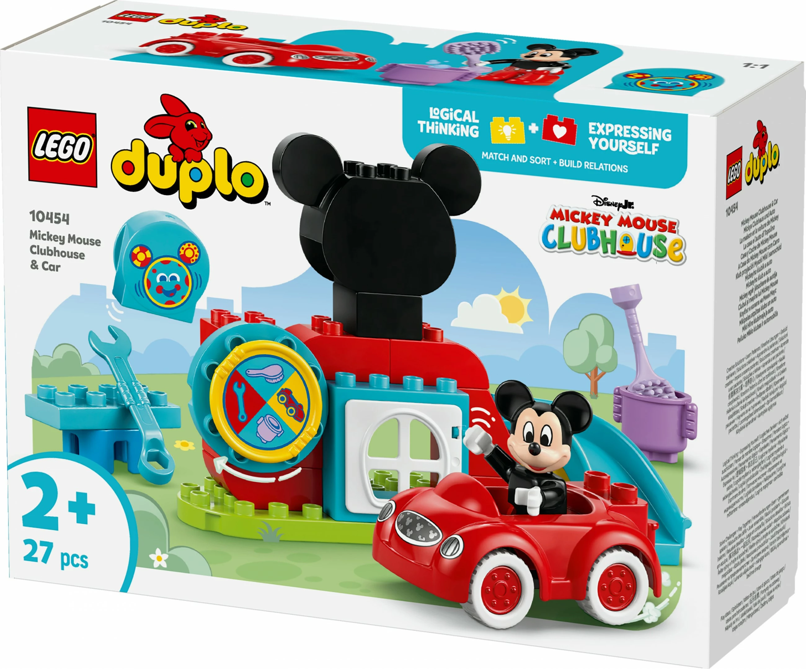 Igralni set Disney Mickey Mouse Clubhouse in avto, LEGO DUPLO, 27 kosov, večbarven