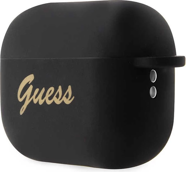 Ovitek za AirPods Pro 2, Silicone Charm Collection, črn, z obeskom v obliki srca, Guess