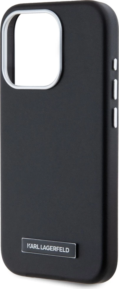 Ovitek za telefon Karl Lagerfeld FW Metal Plate MagSafe za iPhone 15 Pro Max, črn