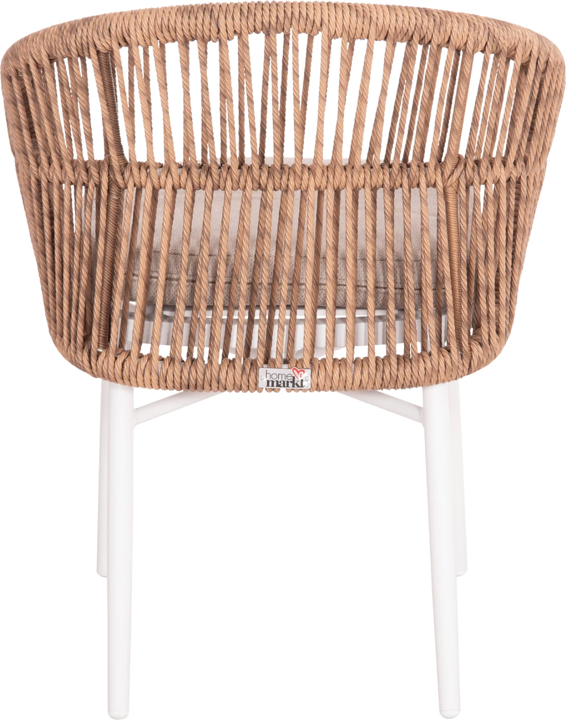 Aluminijast stol ALABAMA FH6265.02, bel - P.E. ratan naraven - bež blazina 58x61x75 H cm