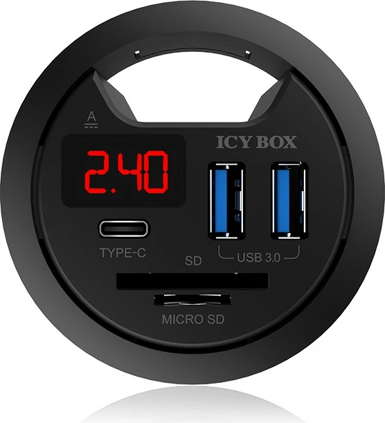 USB razširitveni hub z bralnikom kartic ICY BOX IB-HUB1404, 2x USB 3.0, Type-C, črn