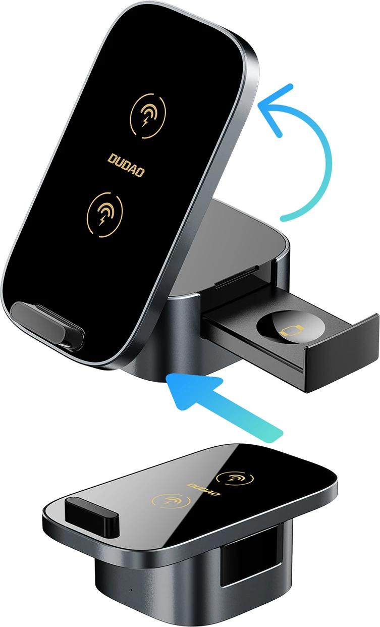 Brezžični polnilnik 3-v-1, 15 W, za telefon, pametno uro in slušalke — Dudao A11Pro+, črn
