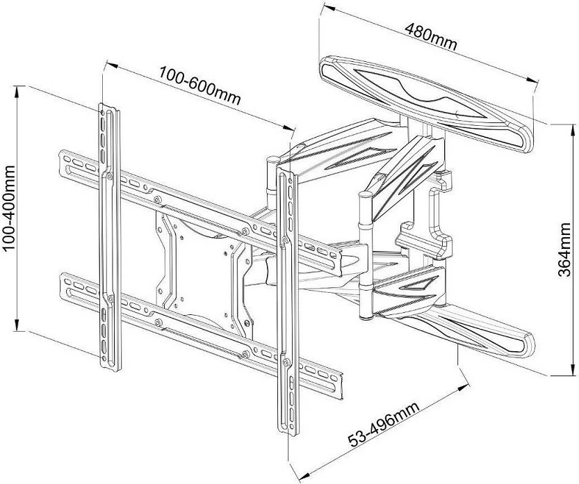 Stenski nosilec za TV Techly 308886, za LCD/LED 40–80 palcev, 50 kg, VESA, črn