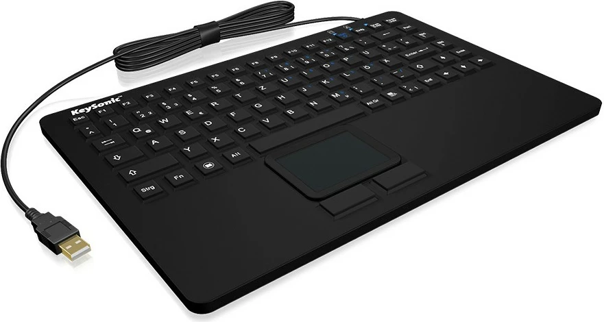 Industrijska mini tipkovnica z vgrajenim touchpadom KeySonic KSK-5230IN, USB, IP68, črna