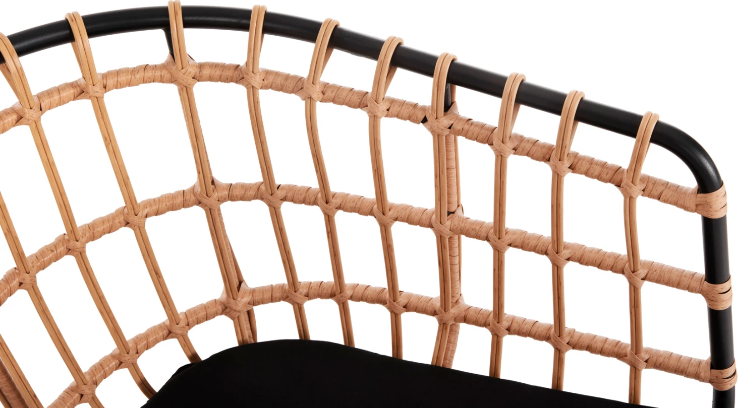 Vrtni naslanjač ALLEGRA FH5456.11 kovina in blazina črna-pletena bež 58x61x81Hcm