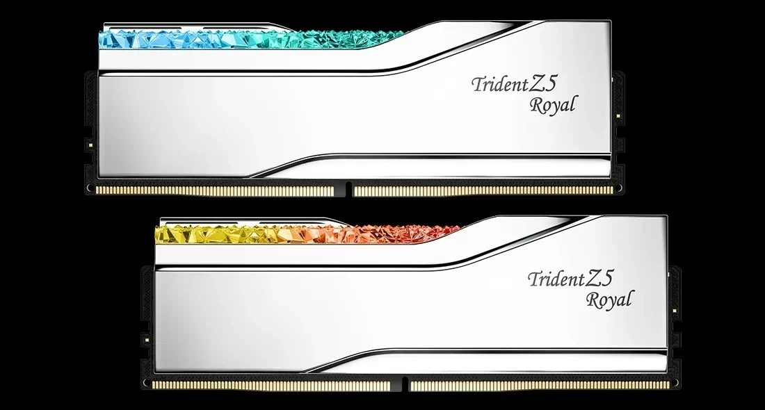 Visokozmogljiva RAM memorija G.SKILL Trident Z5 Royal F5-6800J3445G32GX2-TR5S, 64 GB (2x32 GB), DDR5, srebrna, RGB
