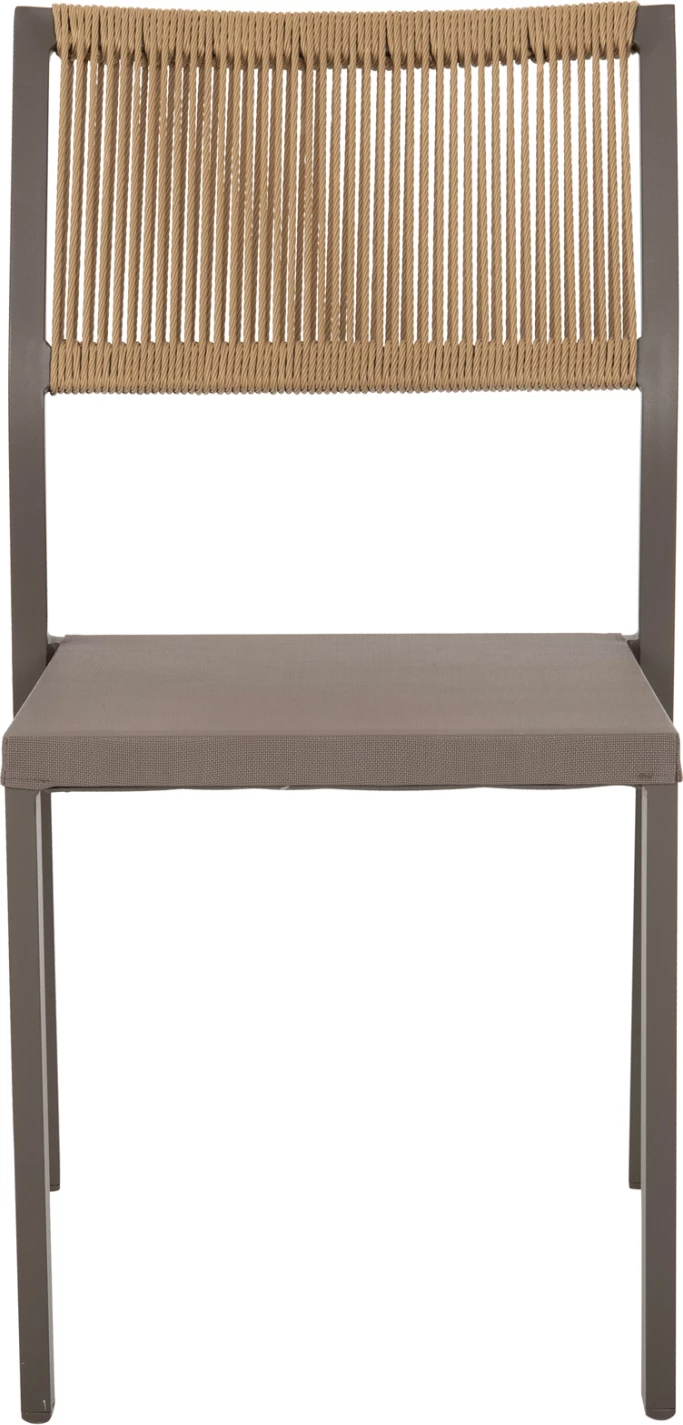 Aluminijasti stol FH5921.03 s šampanjskim okvirjem in tekstilom s sintetičnim ratanom v bež barvi 46x55,5x83H cm