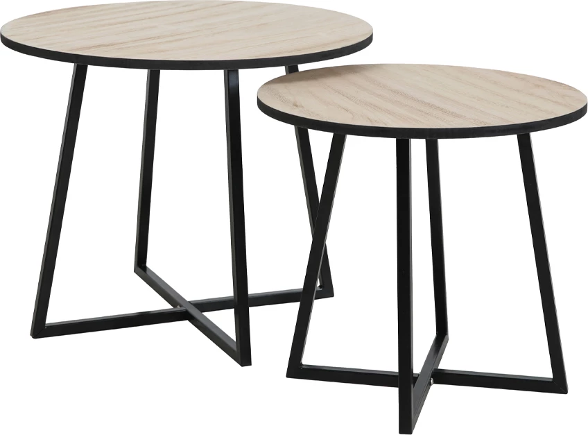 Set stranskih miz Cruz, naravna/črna, 2 kosa, 50x50x40