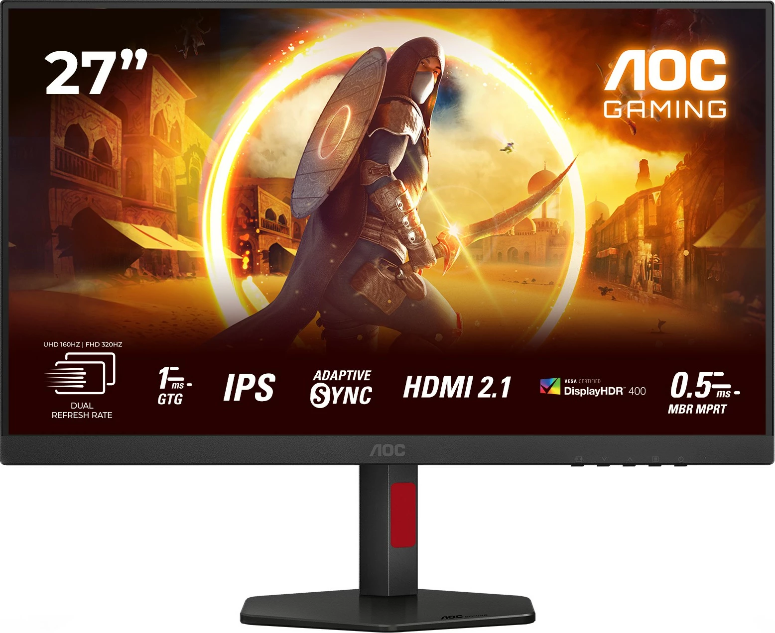 Monitor 27-palčni IPS HDMI 2.1 DisplayHDR 400, črno/rdeč — AOC U27G4R