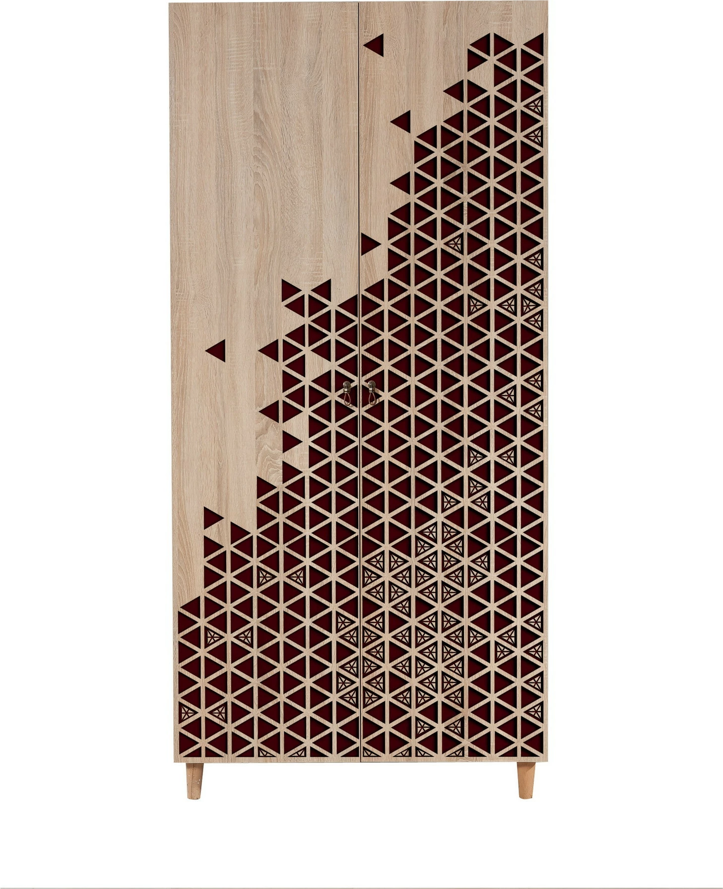 Modernden omara Sonoma oak, lesene noge, kovinski ročaji in vrvica, Stil - 122, Skye Decor, 90x192x52cm