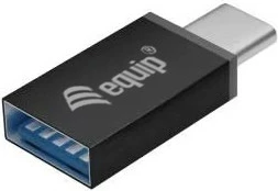 USB razdelilec 4 priključki, 4x USB 3.0 z USB-C adapterjem, Equip, črn