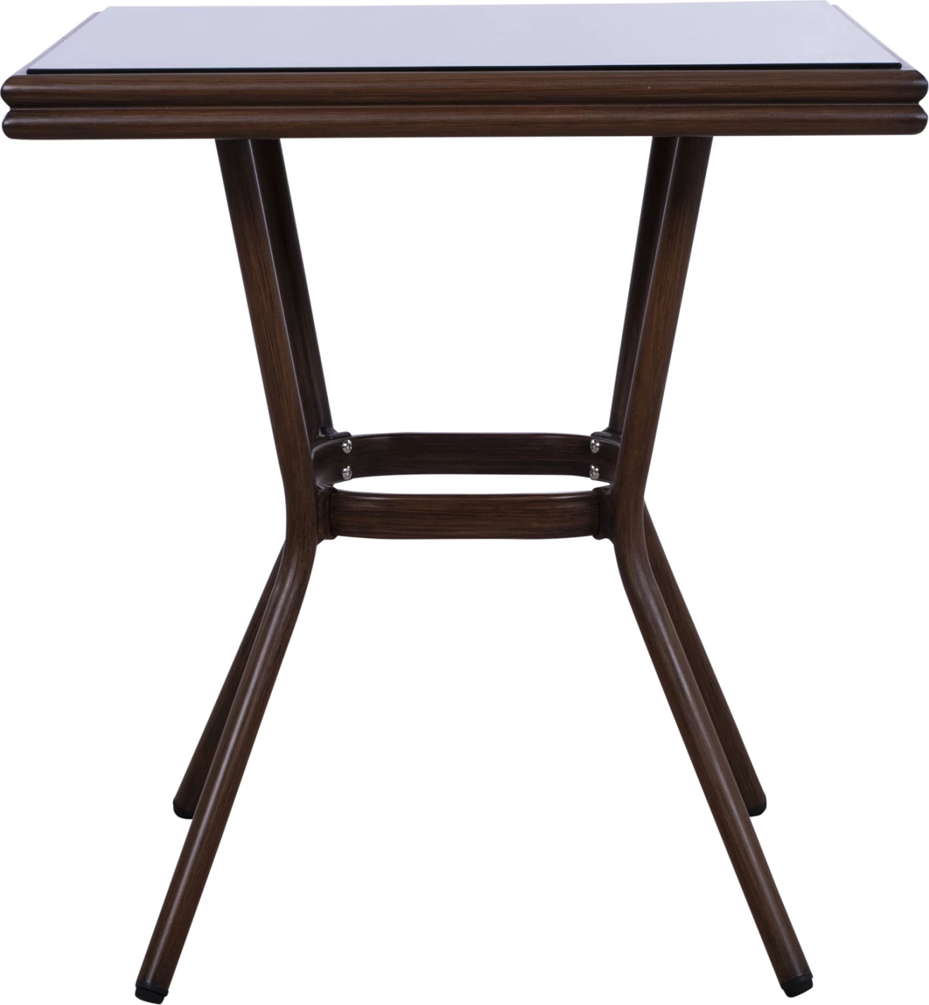 Aluminijasta miza 70X70X76 videz bambusa FH5568.03 rjava s steklom