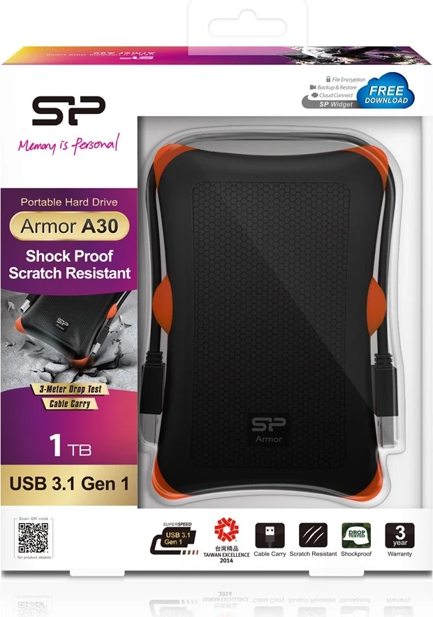 Zunanji trdi disk Silicon Power Armor A30, 1 TB, črn