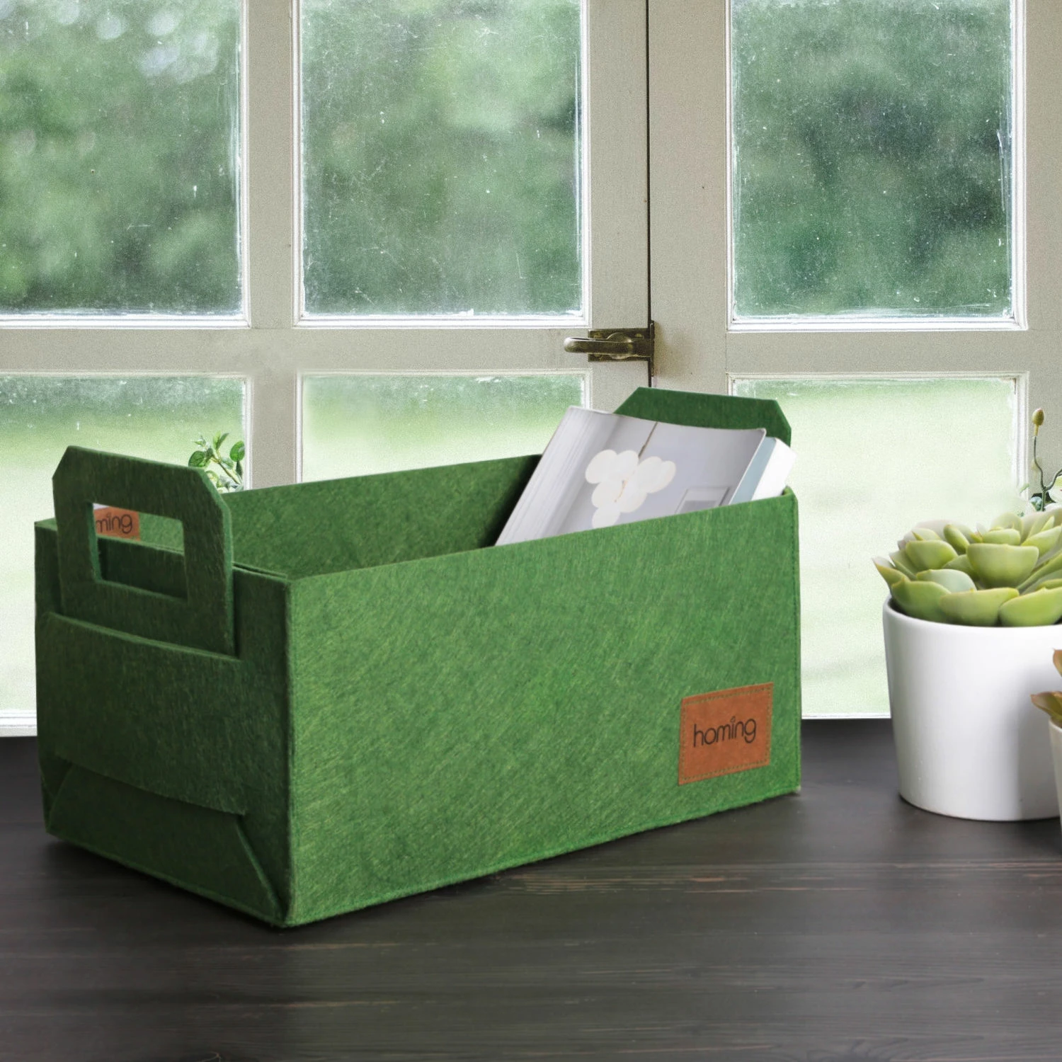 Organizator za mizo iz materiala FLET, zelen, Aberto Design HMY-6260, 30 x 20 x 15 cm