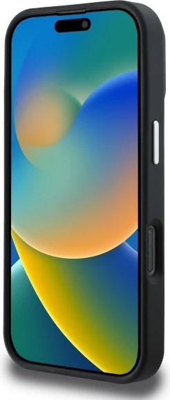 Ohišje z elegantno teksturo Guess Grained Triangle MagSafe za iPhone 16 Pro Max 6,9", črno