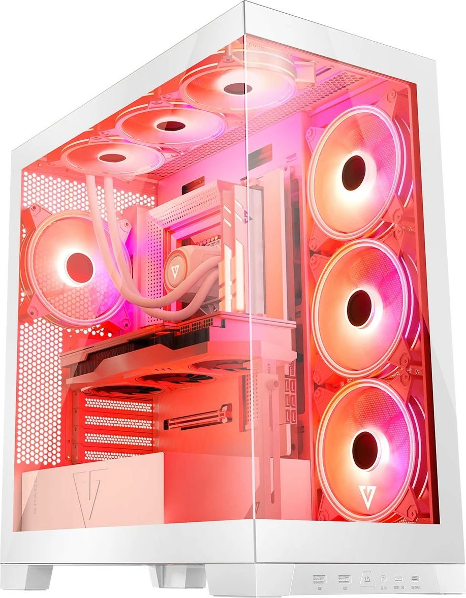 Ohišje MODECOM Volcano Space ARGB, Midi Tower, kaljeno steklo, belo