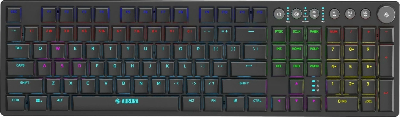 Mehanska igralna tipkovnica iBOX Aurora K-6, LED, žična/brezžična, črna