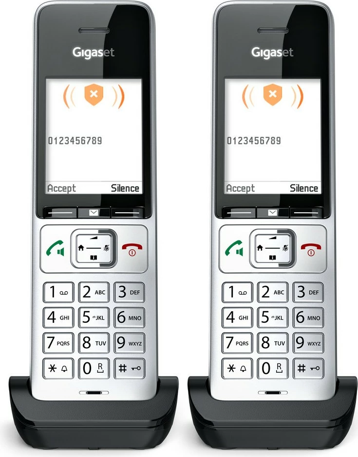 Analogni/DECT telefon COMFORT 500HX duo, Gigaset, žična slušalka, ID klica, 200 stikov, črn, srebrn