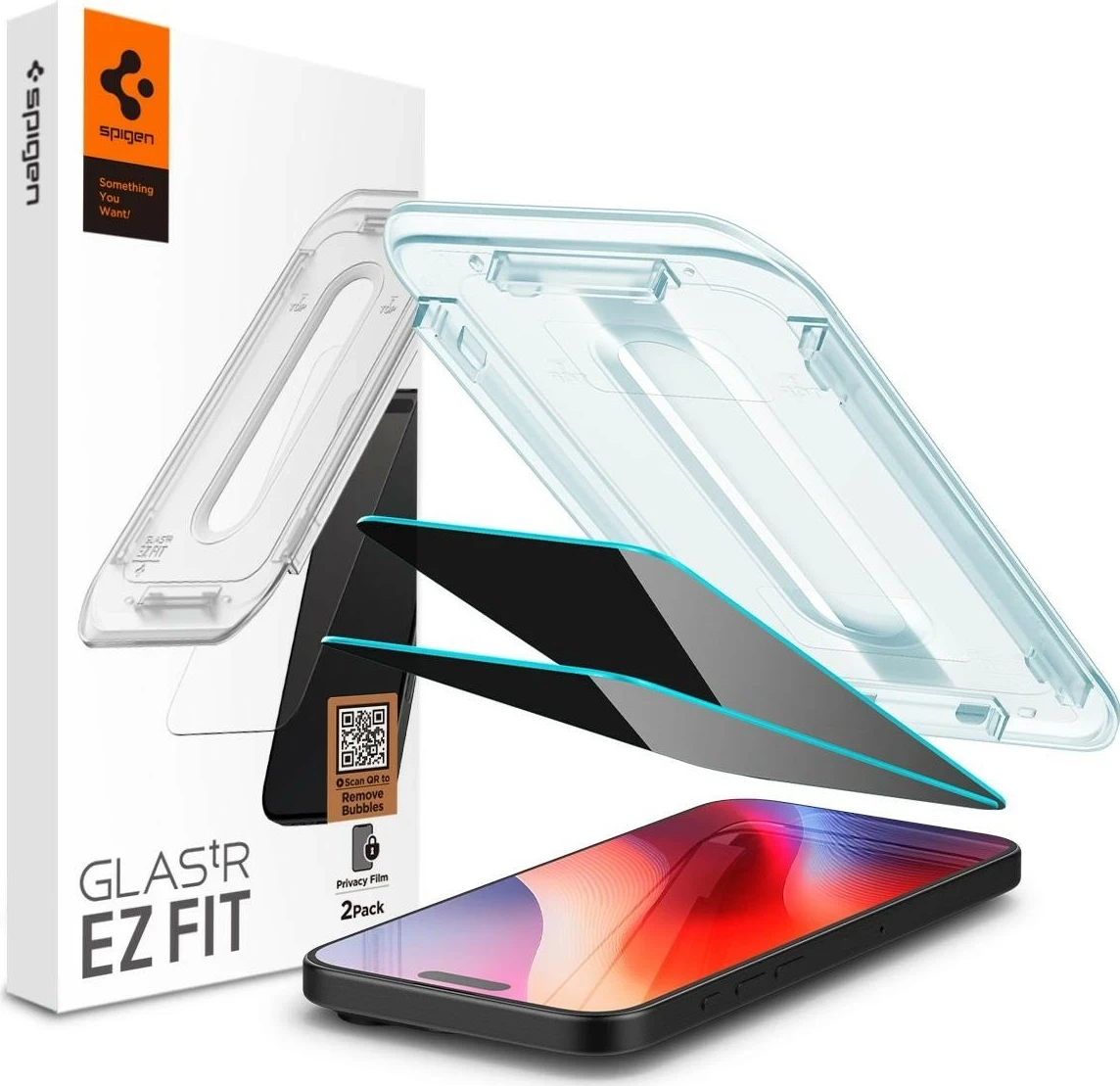 Xham za zasebnost GLAS.TR EZ FIT za Apple iPhone 16 Pro Max, 2-pack, črn - Spigen
