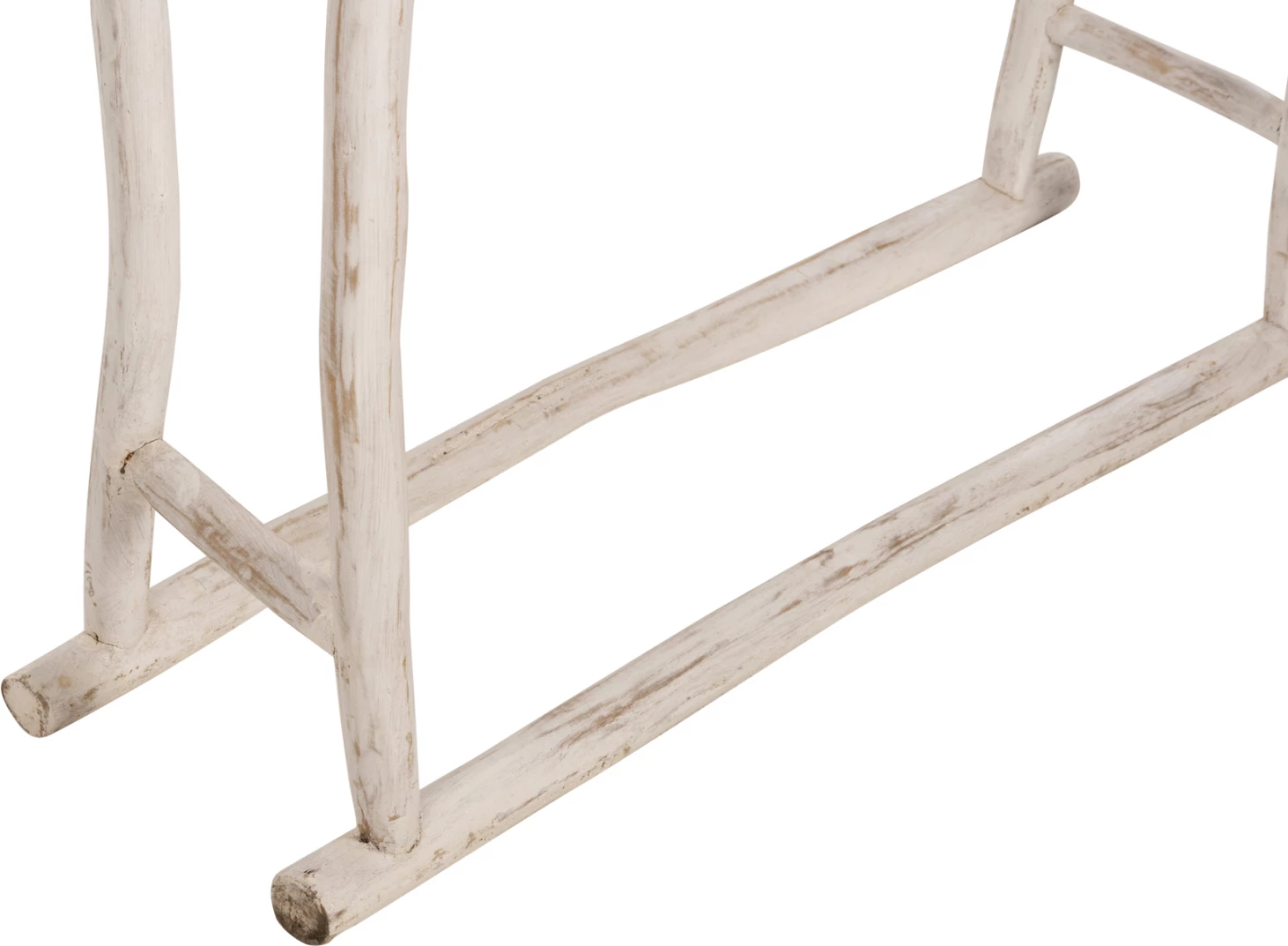 Obešalnik za brisače iz vej TEAK v beli patini 90x28x77-91Hcm