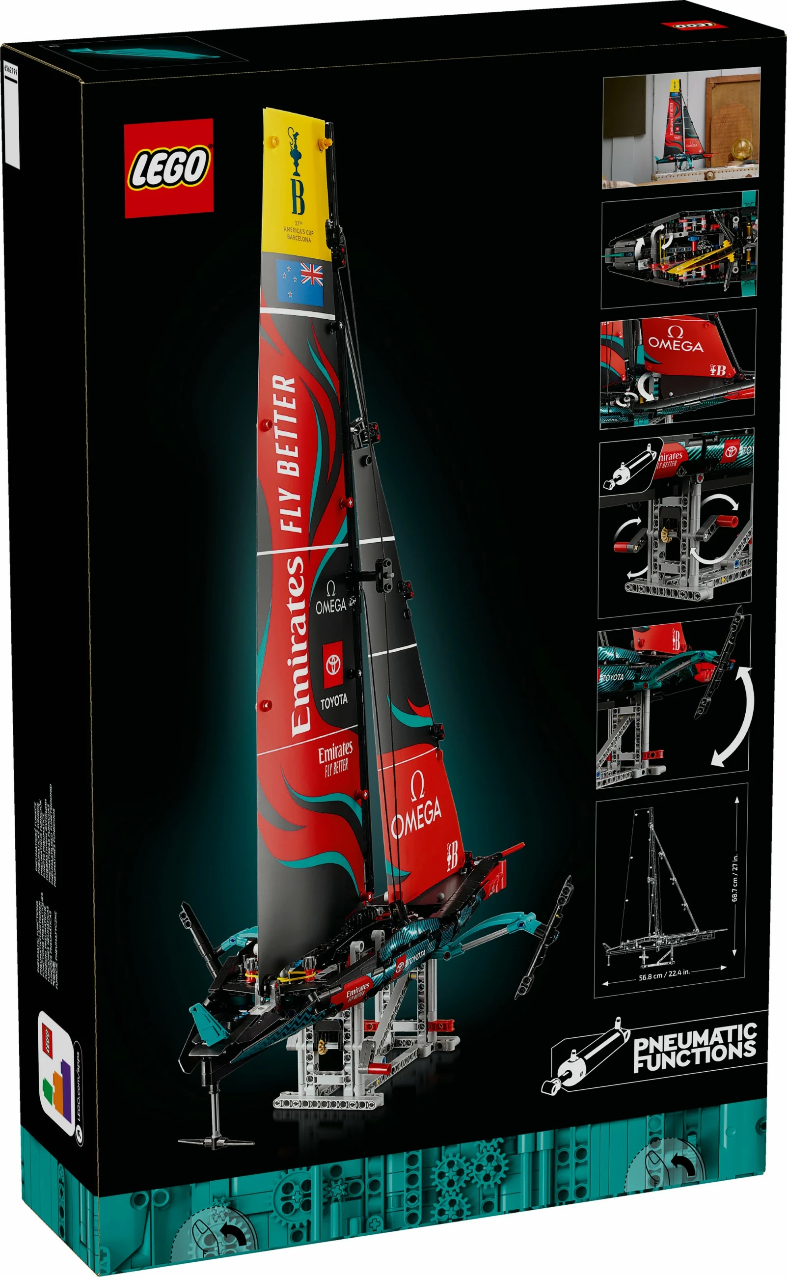Set gradnje LEGO Technic Emirates Team New Zealand AC75, 962 kosov, večbarven