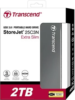 Zunanji trdi disk 2TB Transcend StoreJet 25C3N, USB 3.1, Iron Grey