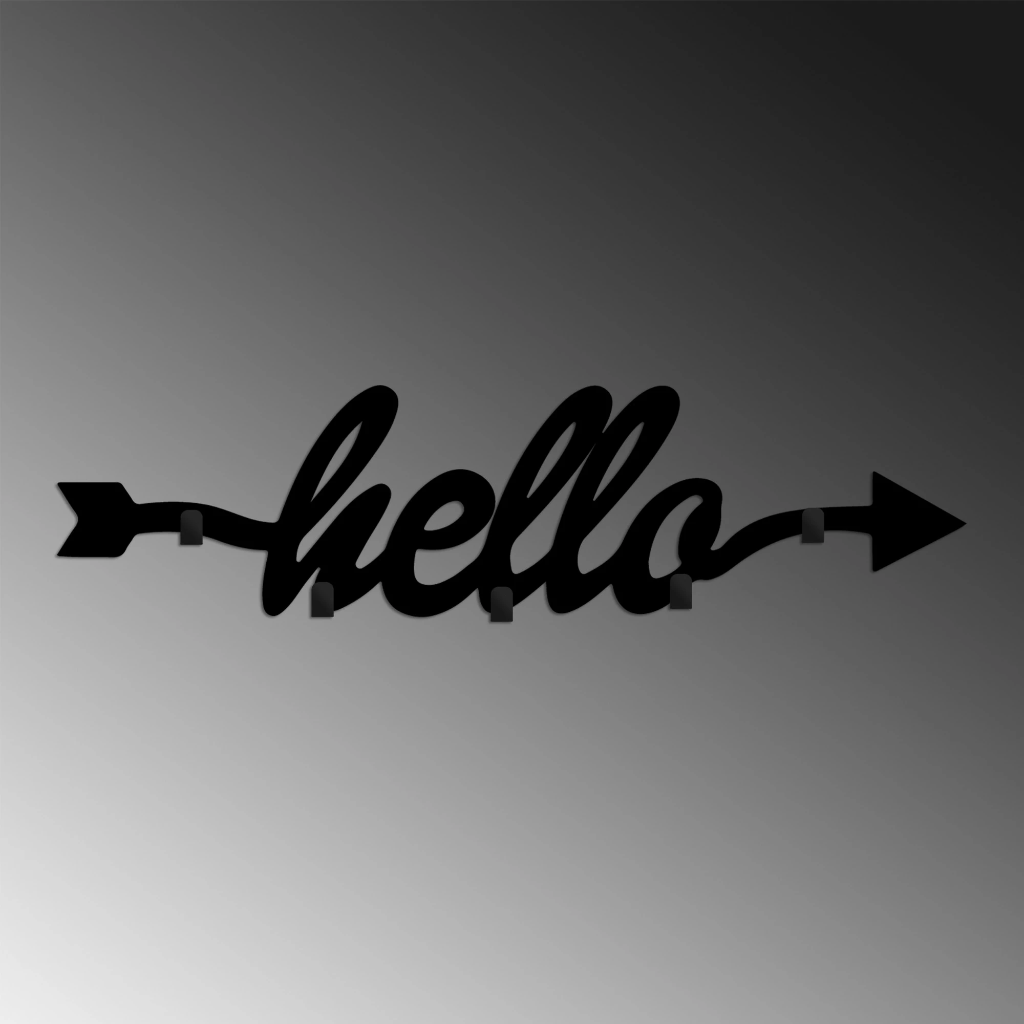 Varovalo za steno iz kovine Wallity, Hello, črna, 68x22x2 cm