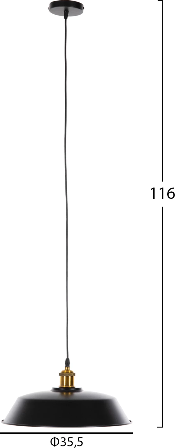 Stropna viseča svetilka FH4174.01 črna kovina z zlatim detajlom na vrhu Φ35,5x116Hcm