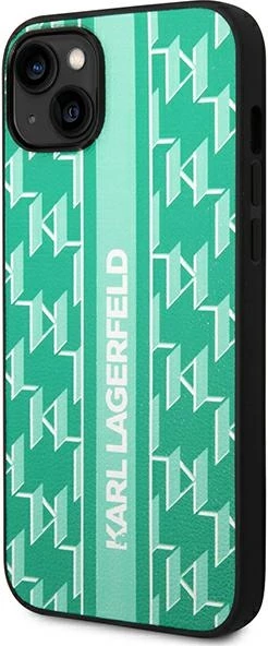 Ovitek za telefon Monogram Stripe, Karl Lagerfeld KLHCP14SPGKLSKN za iPhone 14 6,1", trdo ohišje, zelen