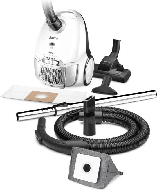 Sesalnik z vrečko, Amica VIENTO VI2032, 900 W, 2,5 L, HEPA 13, črno/belo