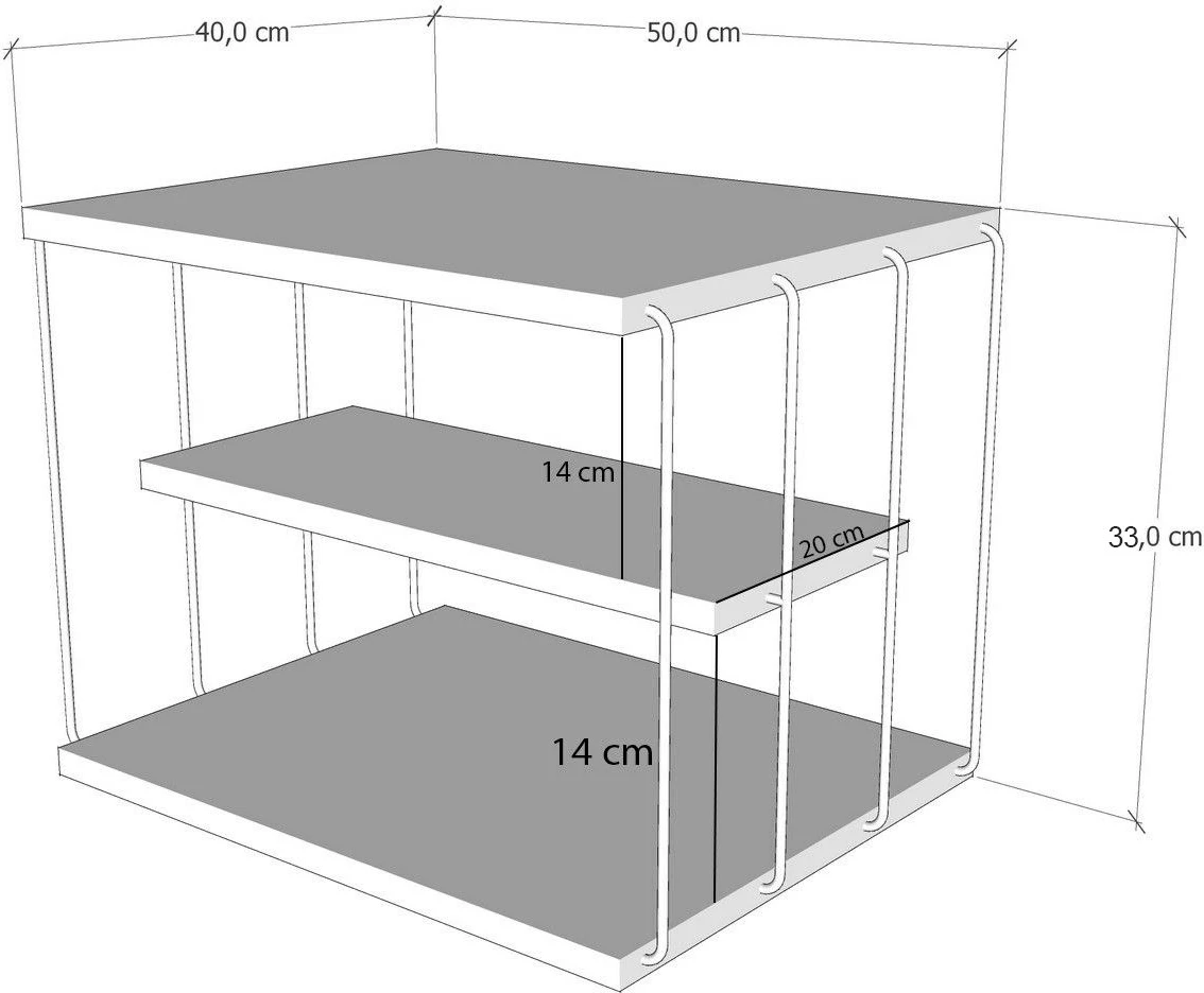 Stranska mizica z dvema policama, Atlantic Pine in črna, Lifon Hanah Home