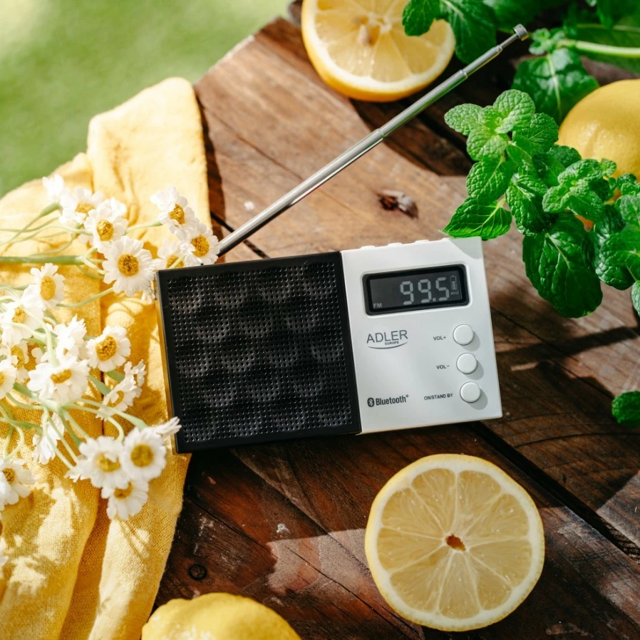 Digitalni PLL radio Adler AD1908 z Bluetoothom, USB/SD, črn/bel