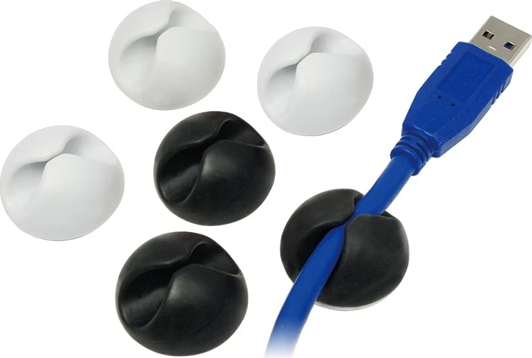 Držalo za kable LogiLink, 6 kosov, črno/srebrno