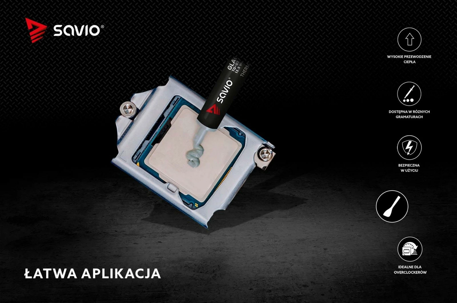 Toplotna pasta Savio TG-03, 2 g, 13.5 W/mK, črna