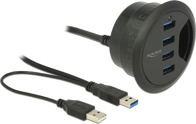 USB razdelilec DeLOCK 62868, 4 vrat, USB 3.2 Gen 1, 0,95 m, črn